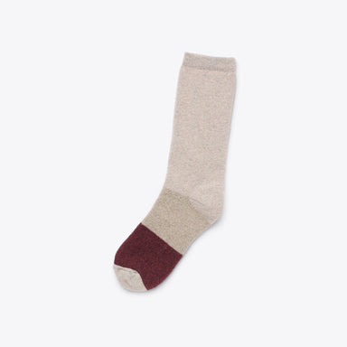 Wool Cushion Crew Hiker Sock Khaki/Burgundy Socks Nisolo 