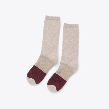 Wool Cushion Crew Hiker Sock Khaki/Burgundy Socks Nisolo 