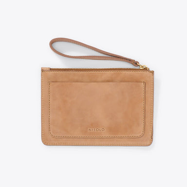 Go-To Wristlet Clutch Almond Leather Handbag - unlined Nisolo 