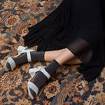 Stella Fringe Heel Sandal Dusty Blue Suede