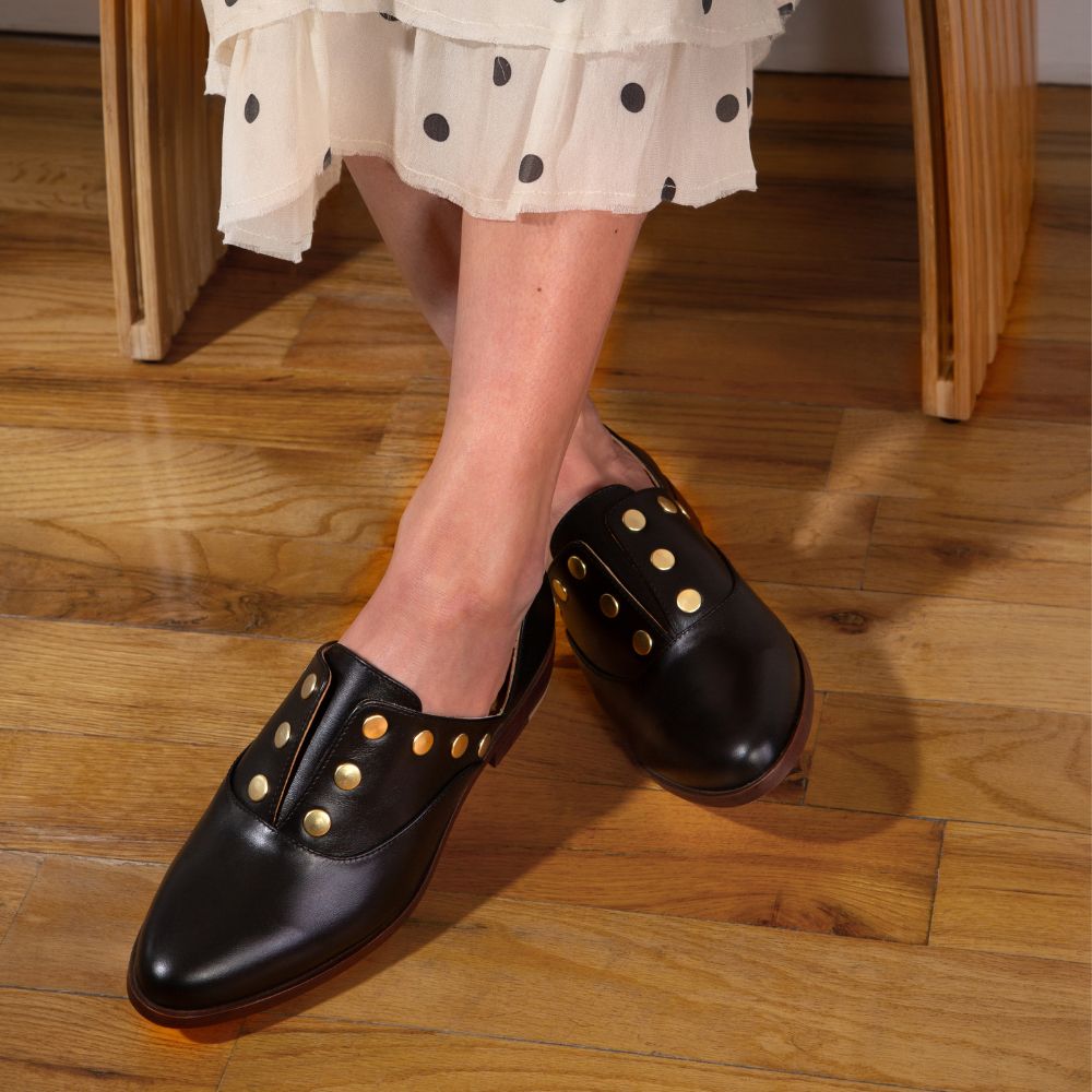 Emma d'Orsay Studded Oxford Black