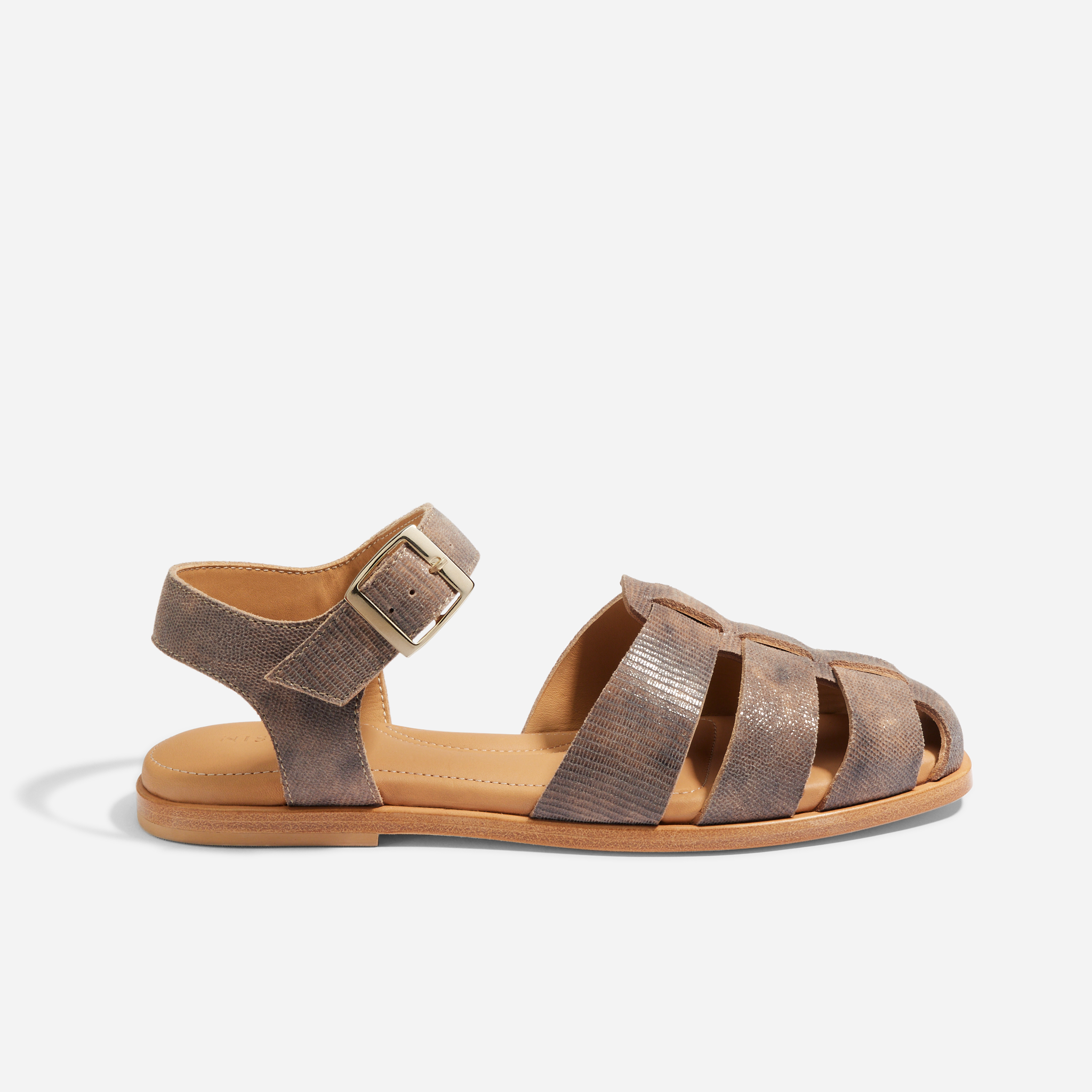 Mira Fisherman Sandal Greige Snake