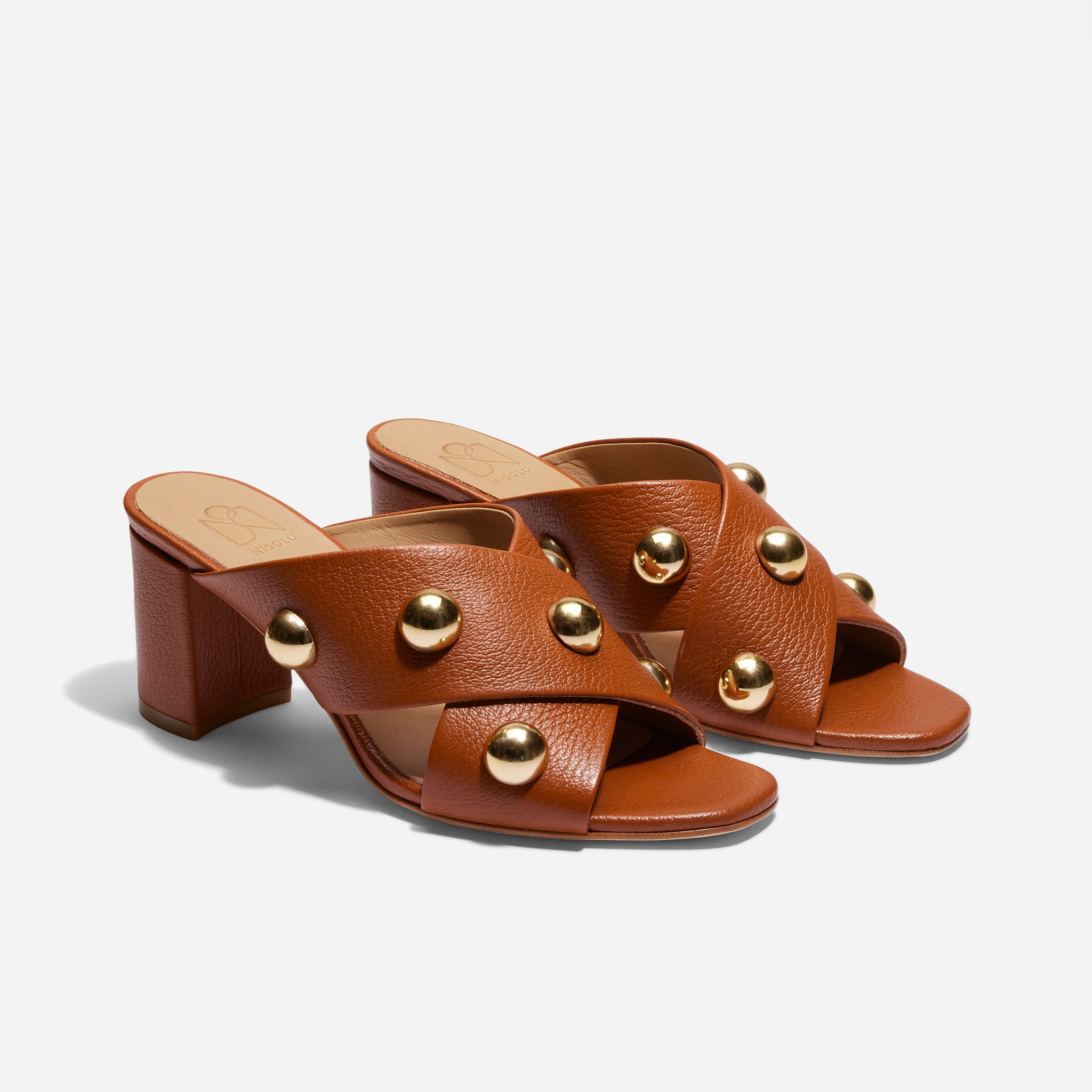 Carina Studded Mule British Tan