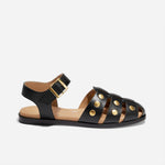 Mira Studded Fisherman Sandal Black