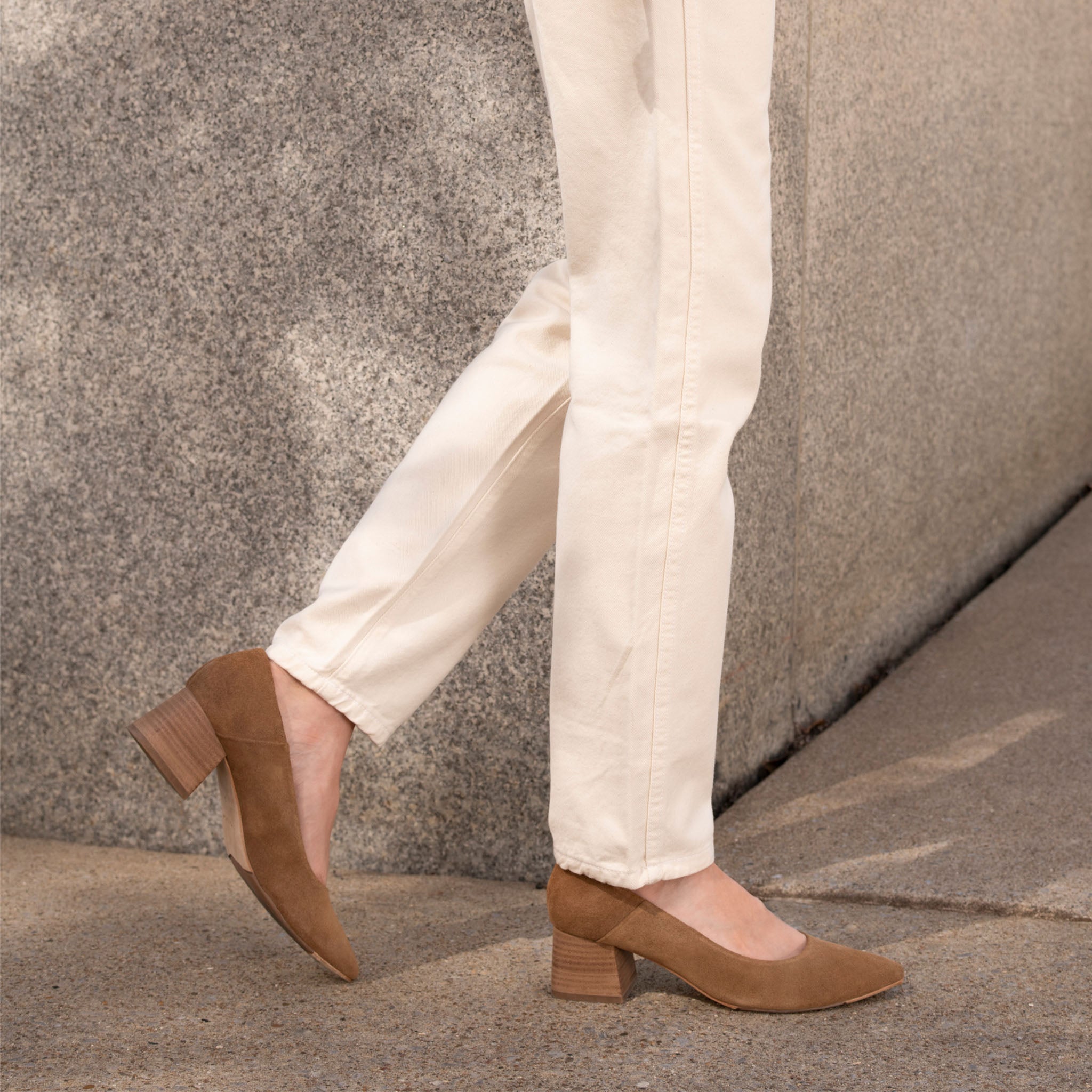 Fiorela Go-To Mid Heel Taupe Suede