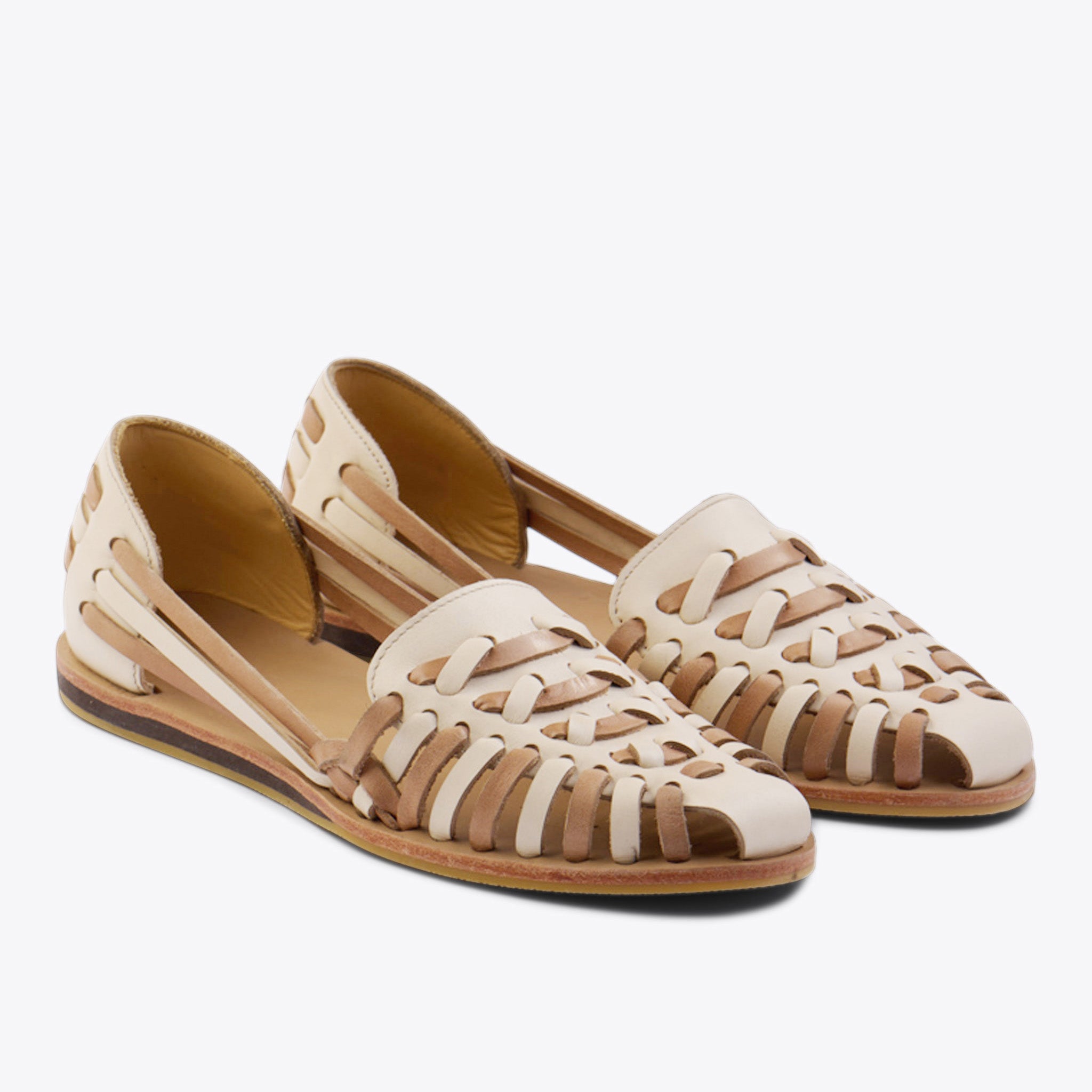 Women's Huarache Sandal Bone/Almond Colorblock Women's Leather Slip On Nisolo 