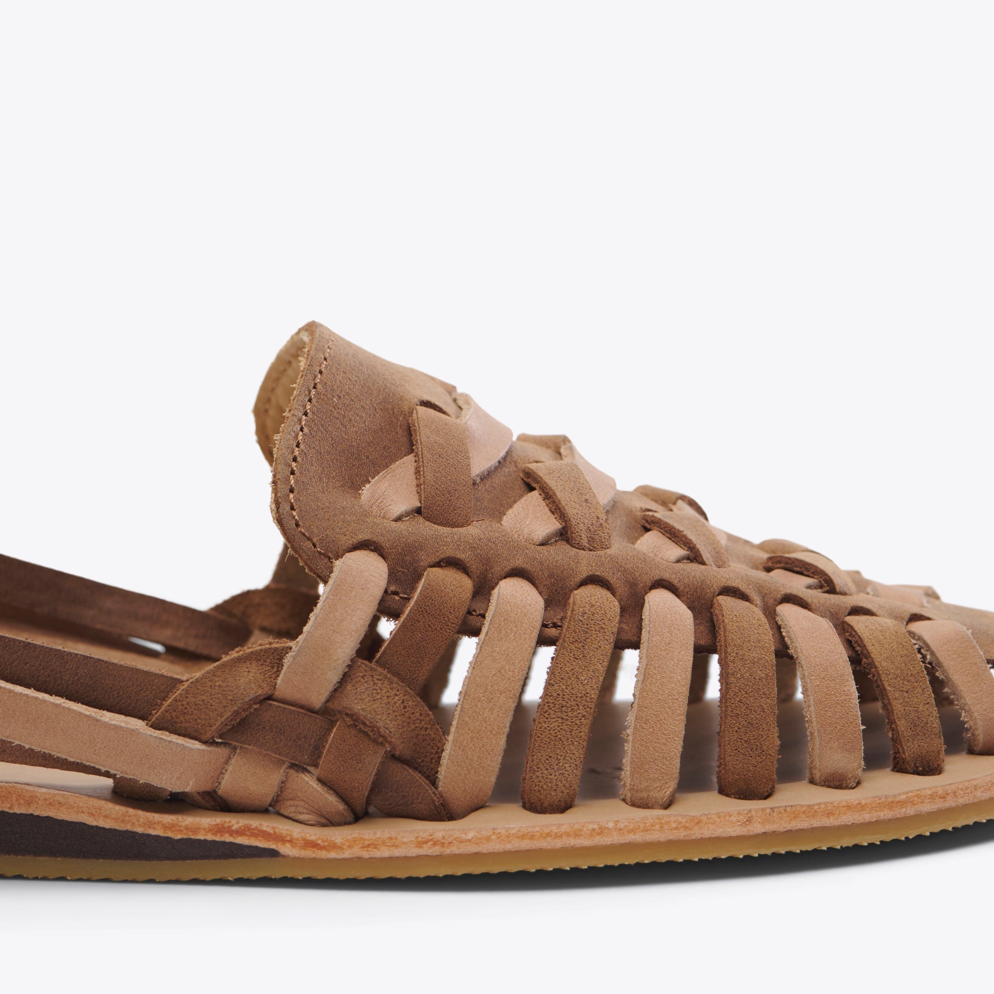 Product Image 7 Single Close up Women's Huarache Sandal Tobacco/Almond Colorblock Women's Leather Slip On Nisolo 