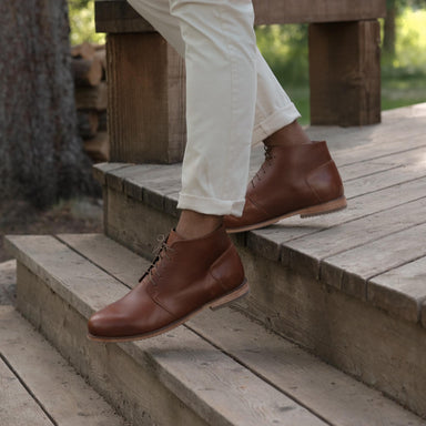 Image 3 of the Everyday Chukka Boot Brandy on model