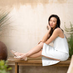 Image 1 Women's Huarache Sandal Bone/Almond Colorblock Women's Leather Slip On Nisolo on model