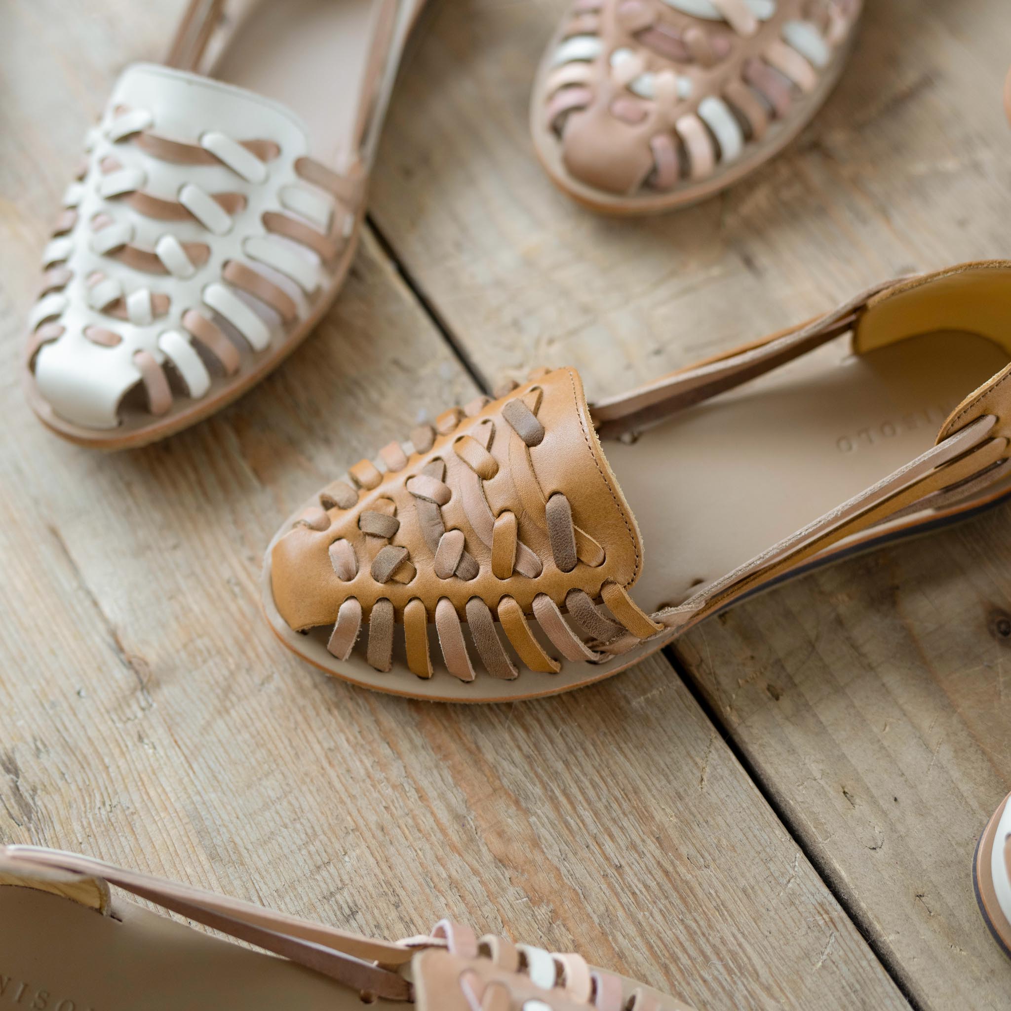 Image 5 Women's Huarache Sandal Saddle Brown Colorblock Women's Leather Slip On Nisolo Colorblock Comparison